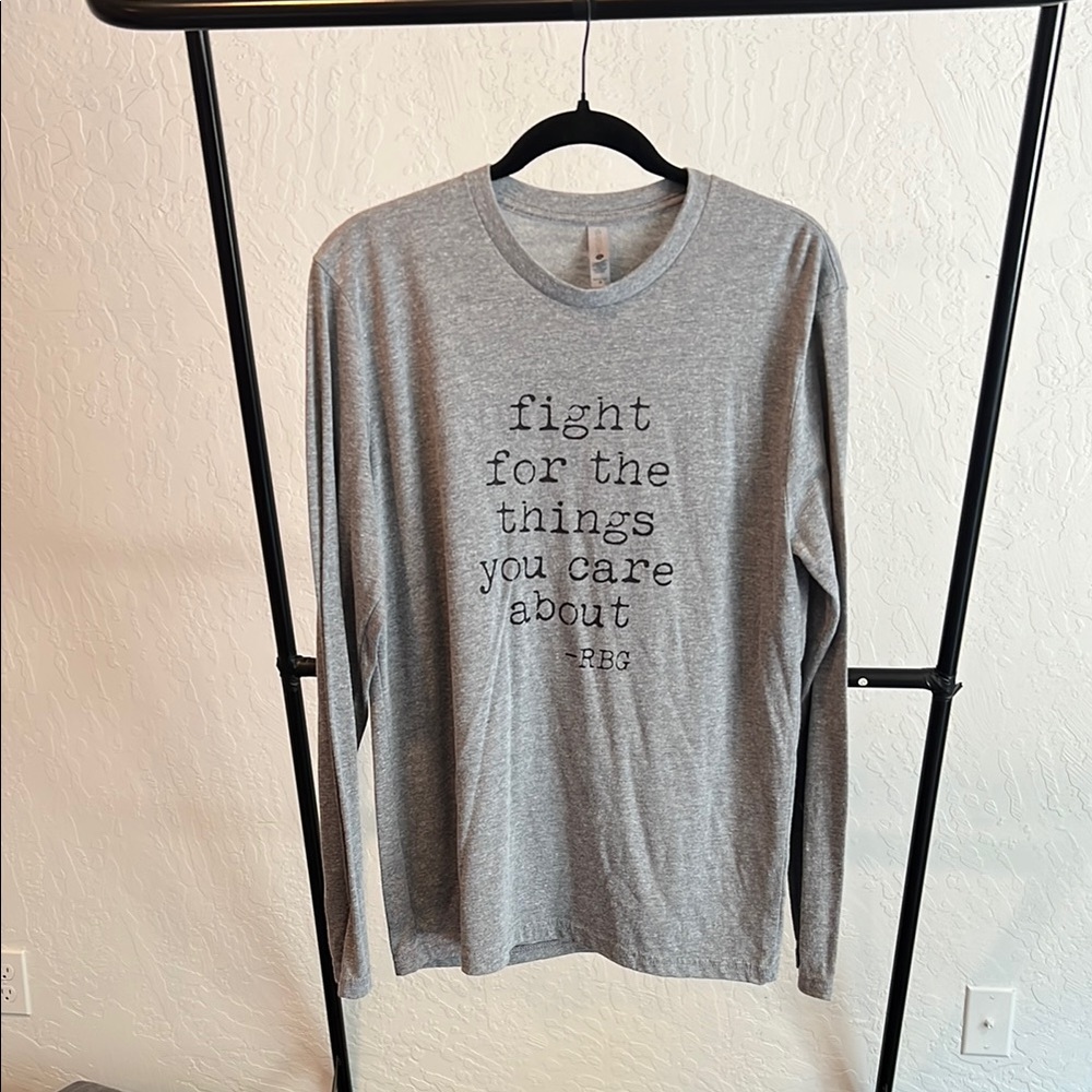 Next Level Apparel Gray Long Sleeve Tee with Motivational Quote